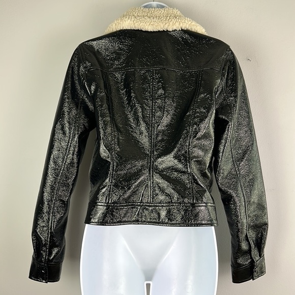 Aritzia Wilfred “Tempest” Slim Fit Cropped High Shine Black Vinyl Lined Jacket - Picture 12 of 16